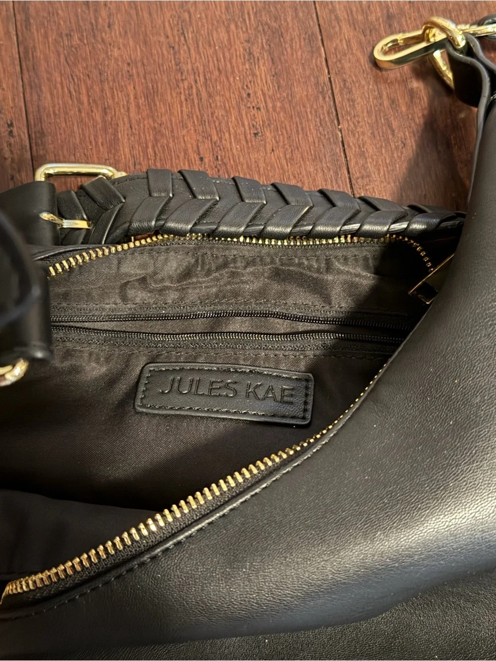 Black Jules Kae Vegan Leather Crescent Shoulder Bag